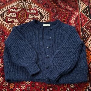 Sézane Emile Sweater Cardigan Navy XS NWOT